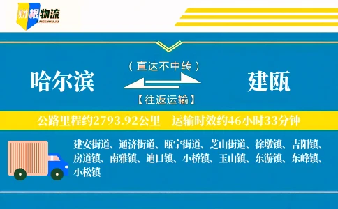哈尔滨到建瓯物流公司