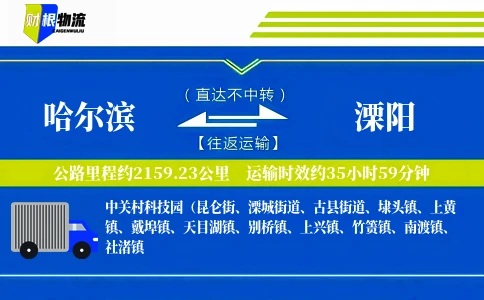 哈尔滨到溧阳物流公司