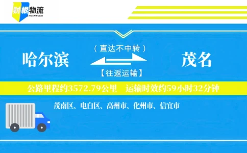 哈尔滨到茂名物流公司