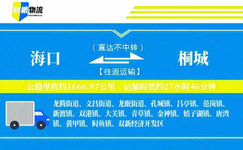 海口到桐城物流公司