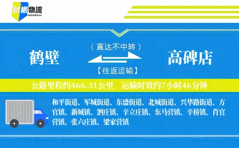 鹤壁到高碑店物流公司