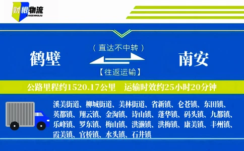 鹤壁到南安物流公司