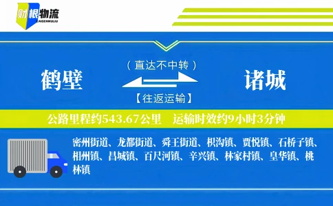 鹤壁到诸城物流公司