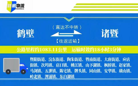 鹤壁到诸暨物流公司