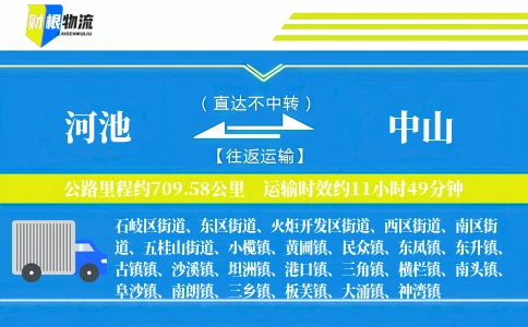 河池到中山物流公司