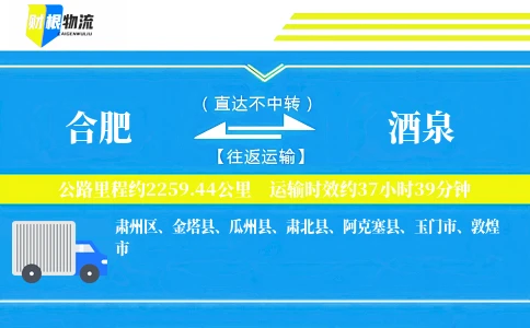 合肥到酒泉物流公司