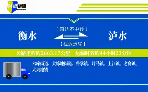 衡水到泸水物流公司