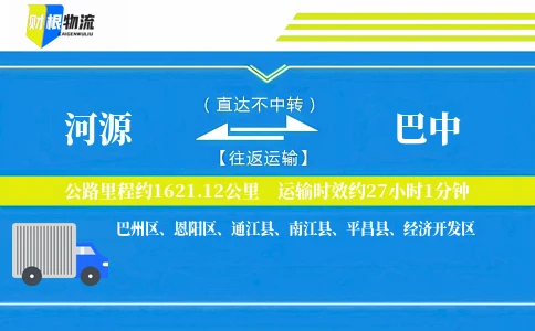 河源到巴中物流公司