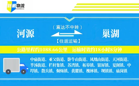 河源到巢湖物流公司