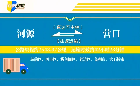 河源到营口物流公司