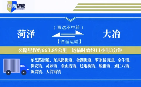 菏泽到大冶物流公司
