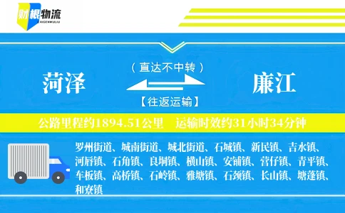 菏泽到廉江物流公司