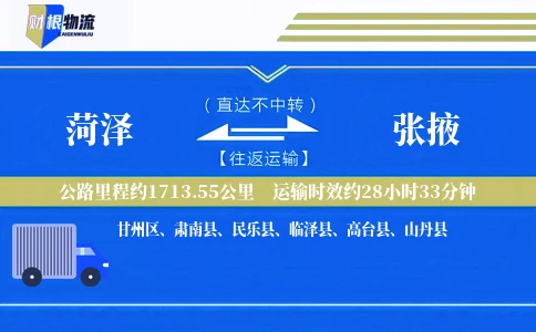 菏泽到张掖物流公司