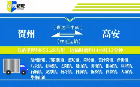 贺州到高安物流公司