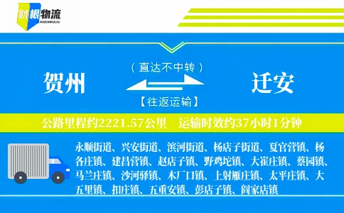 贺州到迁安物流公司