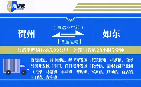 贺州到如东物流公司