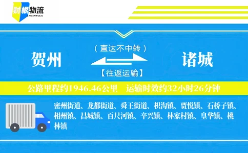 贺州到诸城物流公司