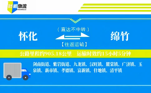 怀化到绵竹物流公司