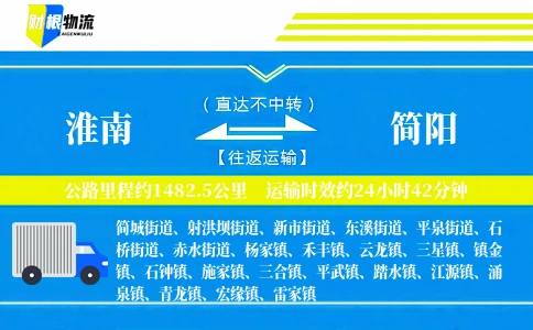 淮南到简阳物流公司