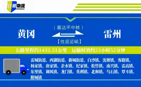 黄冈到雷州物流公司