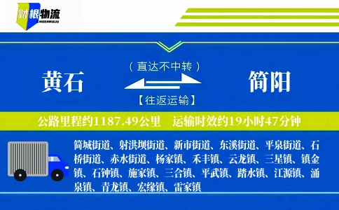 黄石到简阳物流公司