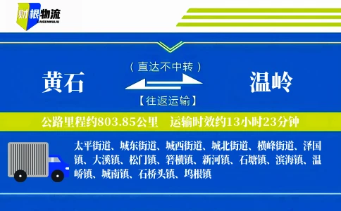 黄石到温岭物流公司