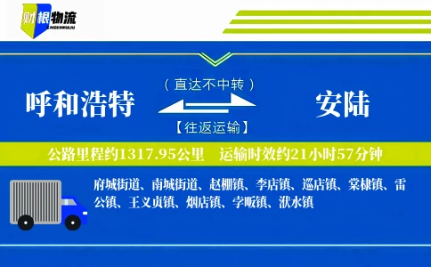 呼和浩特到安陆物流公司