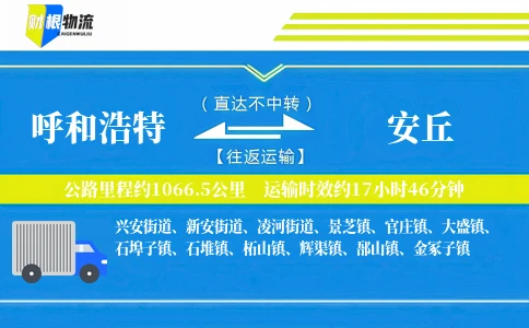 呼和浩特到安丘物流公司