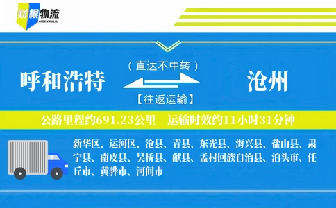 呼和浩特到沧州物流公司