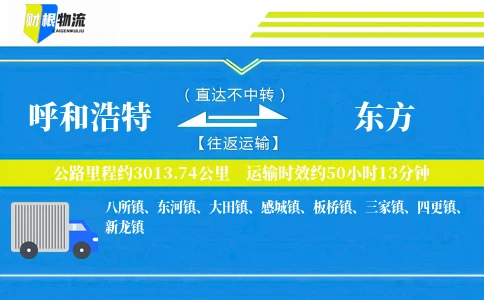 呼和浩特到东方物流公司