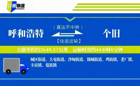 呼和浩特到个旧物流公司