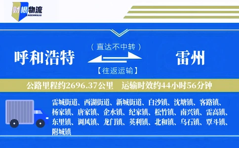 呼和浩特到雷州物流公司