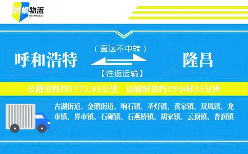 呼和浩特到隆昌物流公司