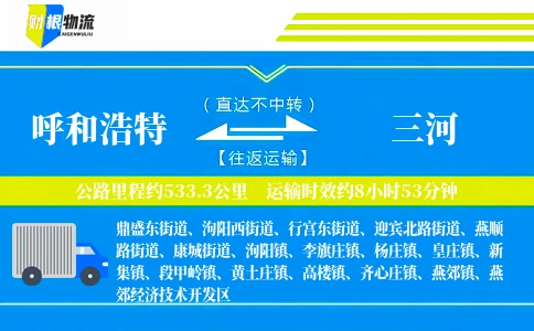 呼和浩特到三河物流公司