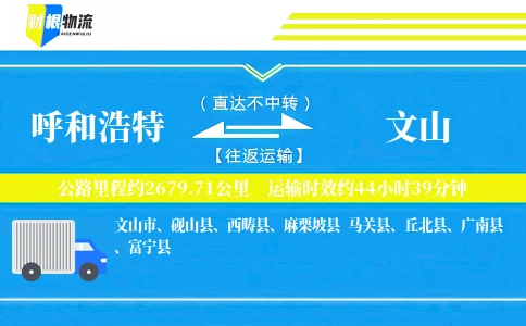 呼和浩特到文山物流公司
