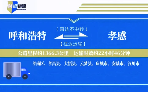 呼和浩特到孝感物流公司