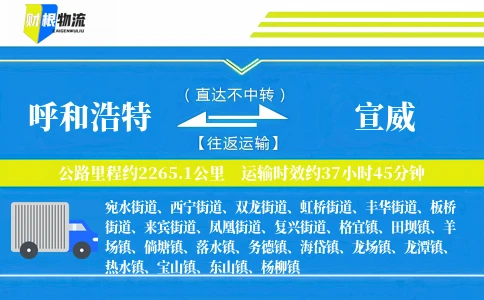 呼和浩特到宣威物流公司