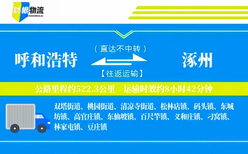 呼和浩特到涿州物流公司