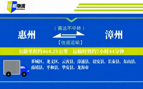惠州到漳州物流公司