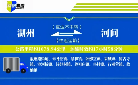 湖州到河间物流公司