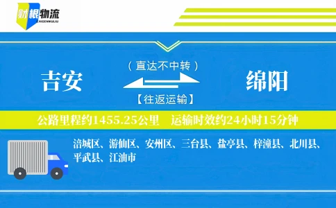 吉安到绵阳物流公司