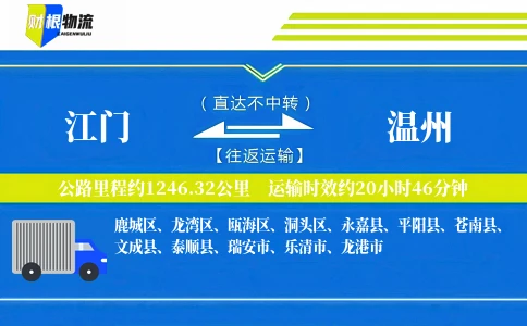 江门到温州物流公司