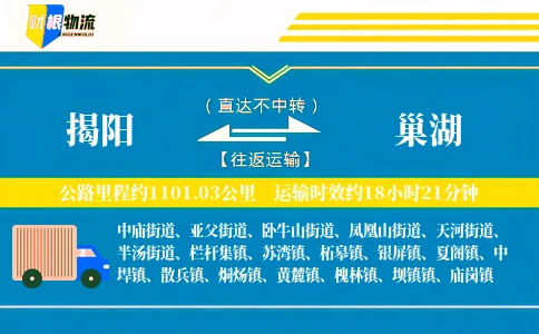 揭阳到巢湖物流公司