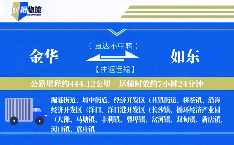 金华到如东物流公司
