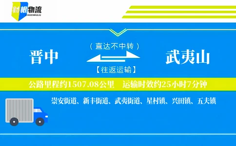晋中到武夷山物流公司