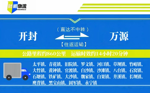 开封到万源物流公司