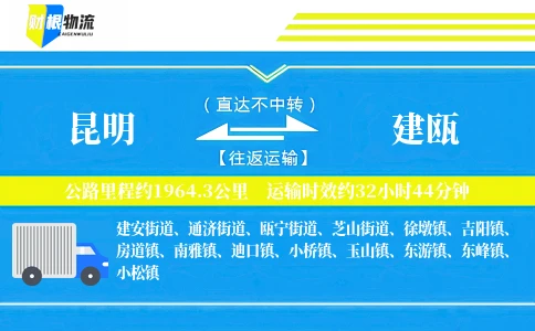 昆明到建瓯物流公司