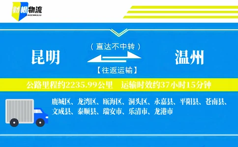 昆明到温州物流公司