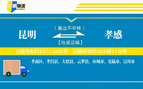 昆明到孝感物流公司