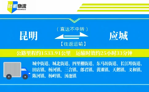 昆明到应城物流公司